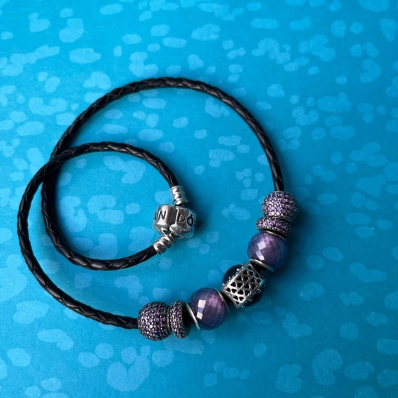 Pandora Black and Purple Charm Bracelet - Picture 1 of 12